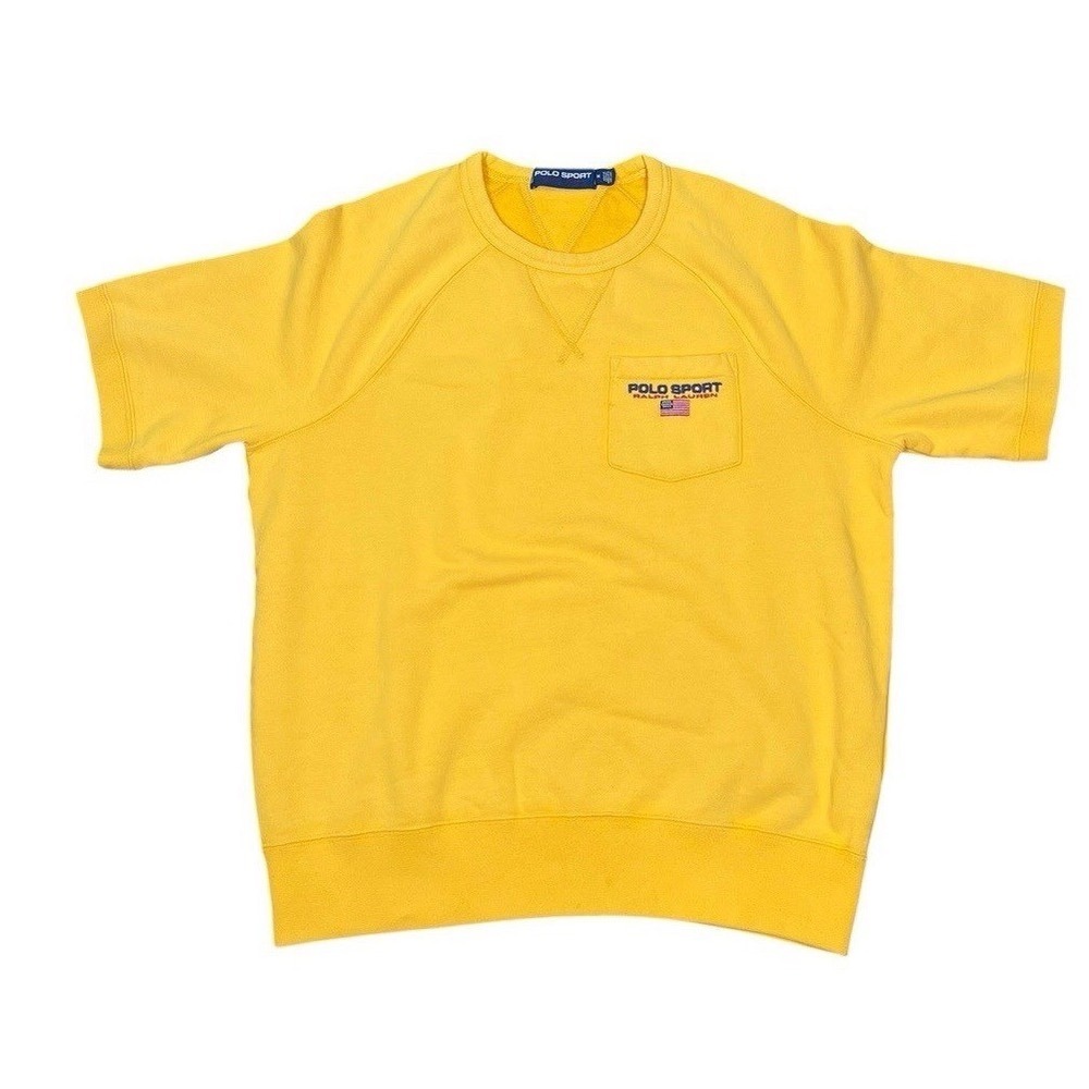 Polo Ralph Lauren Yellow Crewneck Short Sleeve Polyester Sweatshirt Size M